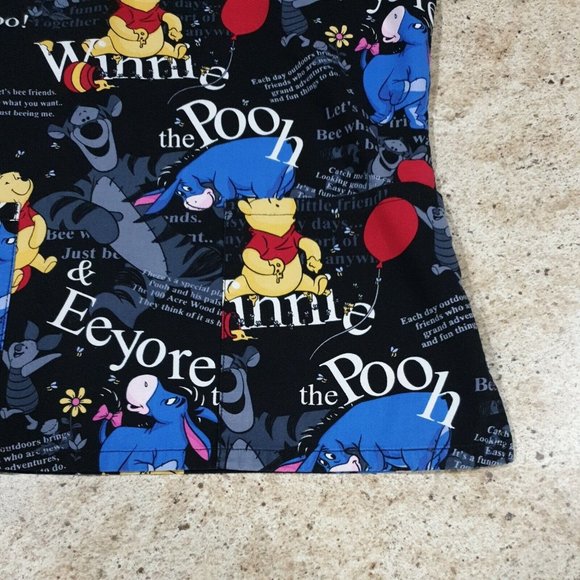 Disney Medical Scrub XS Womens Pocket Winnie The Poo Piglet Eeyore Tigger Top - Picture 5 of 11